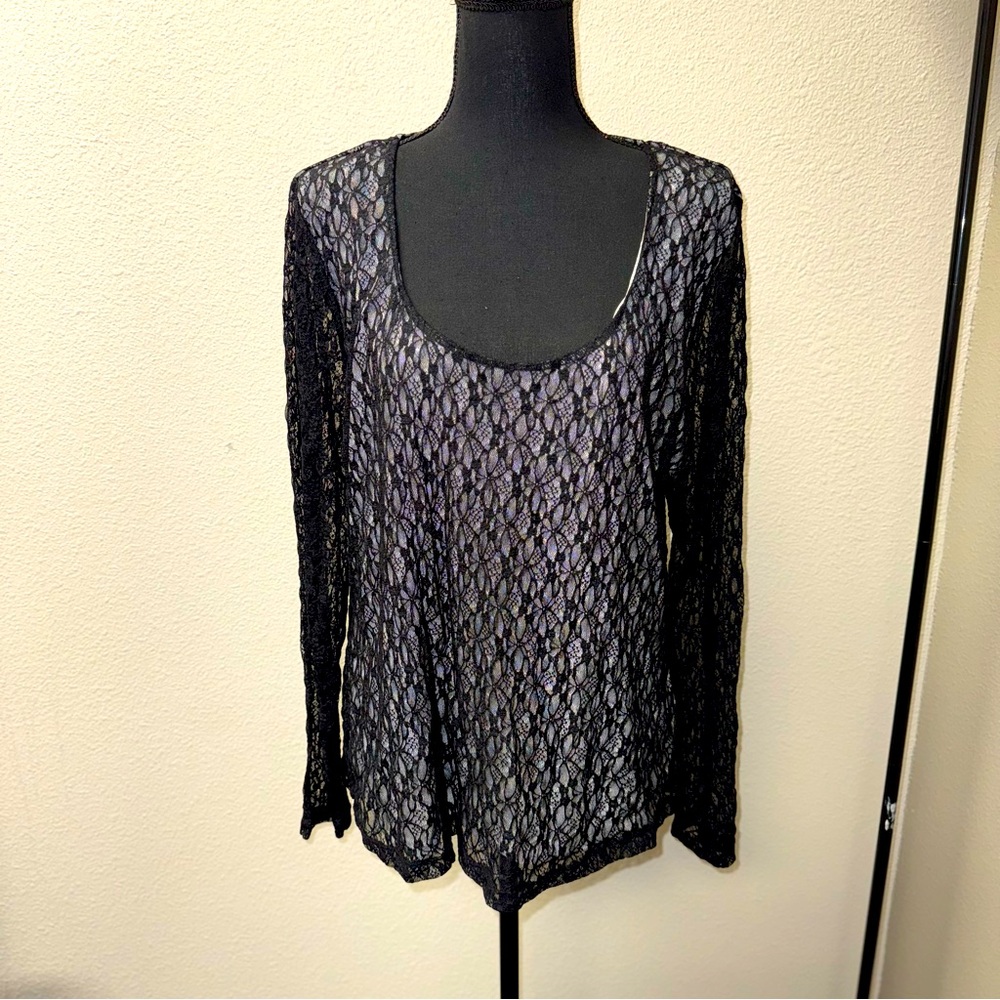 NWT Bar III Black Lace Long Sleeve Top. Plus Size 3X